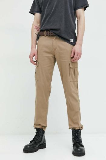 Kalhoty Jack & Jones pánské, béžová barva, ve střihu cargo