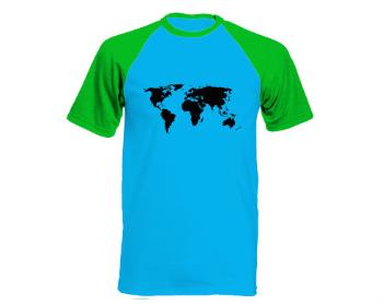 Pánské tričko Baseball Mapa světa