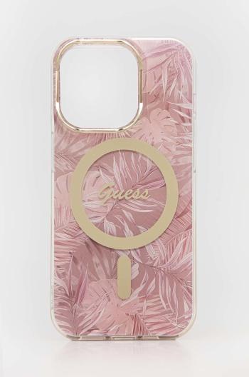 Pouzdro na telefon a nabíječka Guess iPhone 14 Pro 6,1'' růžová barva