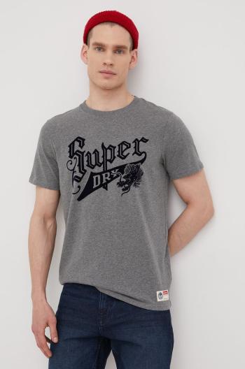 Tričko Superdry šedá barva, s potiskem