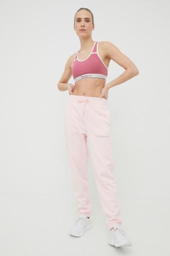 Tepláky Calvin Klein Performance dámské, růžová barva, hladké