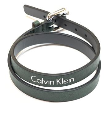 Calvin Klein Dvojitý tmavě zelený kožený náramek Adventure KJ5NGB79020 38 cm - S