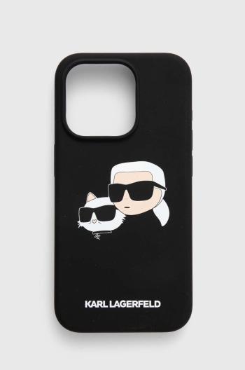 Obal na telefon Karl Lagerfeld iPhone 15 Pro 6.1 černá barva, KLHMP15LSKCHPPLK