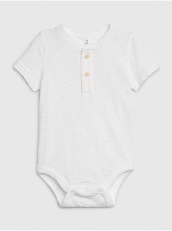 Bílé klučičí baby body henley short sleeve bodysuit