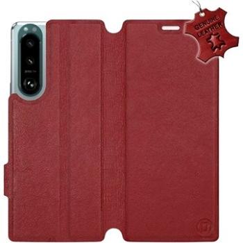Kožené flip pouzdro na mobil Sony Xperia 5 III - Tmavě červené -  Dark Red Leather (5903516744701)