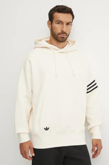 Mikina adidas Originals Neuclassics Hoodie pánská, béžová barva, s kapucí, s aplikací, JF9141