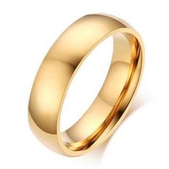 Šperky4U Zlacený ocelový prsten, šíře 6 mm, vel. 62 - velikost 62 - OPR0092-6-62