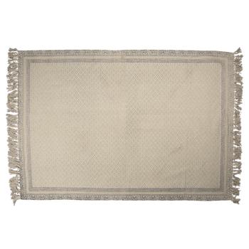 Béžovo-šedý bavlněný koberec s ornamenty a třásněmi - 140*200 cm KT080.049L