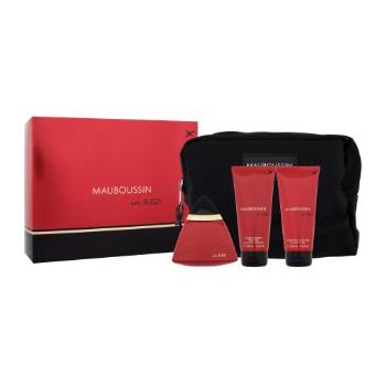 Mauboussin Mauboussin in Red dárková kazeta parfémovaná voda 100 ml + sprchový gel 100 ml + tělové mléko 100 ml + kosmetická taštička pro ženy