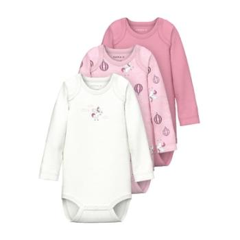 name it Body s dlouhým rukávem 3 Pack Parfait Pink