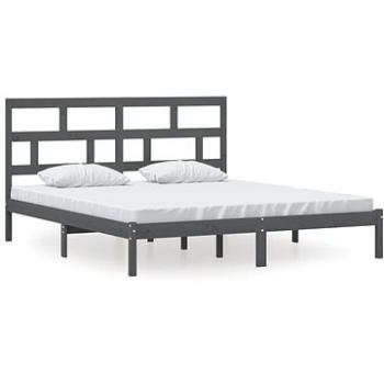 Rám postele šedý masivní dřevo 180 × 200 cm Super King, 3101235 (3101235)