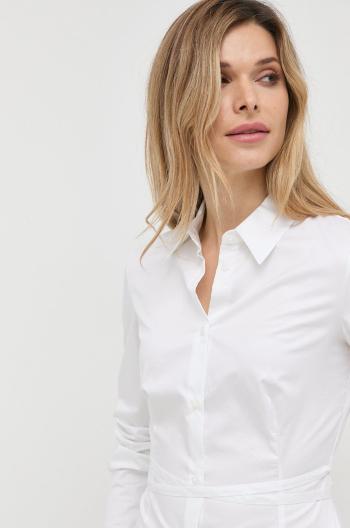 Bavlněné tričko Trussardi bílá barva, slim, s klasickým límcem