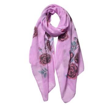 Fialový šátek s růžemi - 70*180 cm JZSC0533PA