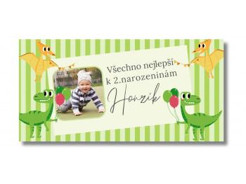 Narozeninový banner s fotkou - Dinosauři Rozměr banner: 130 x 65 cm