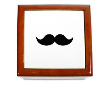 Dřevěná krabička moustache