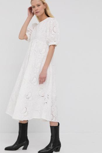 Bavlněné šaty Birgitte Herskind Isolde bílá barva, midi, oversize
