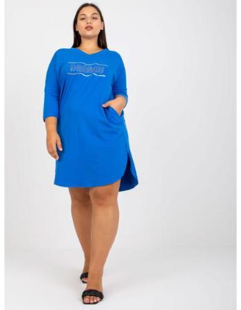 Dámská tunika plus size z bavlny HONEY modrá 