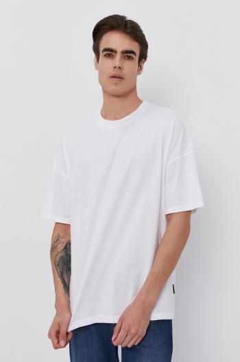 Bavlněné tričko Sisley bílá barva, hladké