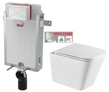 ALCADRAIN Renovmodul předstěnový instalační systém bez tlačítka + WC INVENA FLORINA WITH SOFT, včetně soft/close sedátka AM115/1000 X FL1