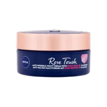 Nivea Rose Touch Anti-Wrinkle Night Cream 50 ml noční pleťový krém pro ženy proti vráskám; zpevnění a lifting pleti