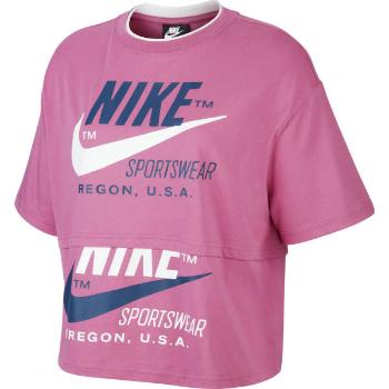 Nike NSW ICN CLSH SS TOP W Dámské tričko, růžová, velikost M
