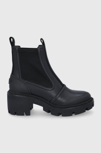 Kožené kotníkové boty Tory Burch dámské, černá barva, na podpatku