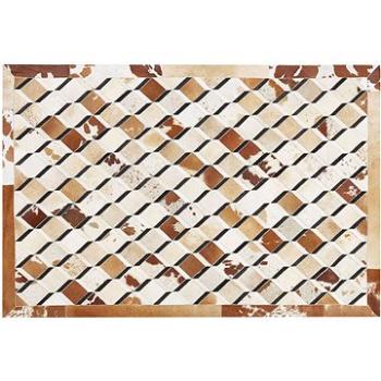 Kožený patchworkový koberec 140 x 200 cm hnědý SERINOVA, 237769 (beliani_237769)