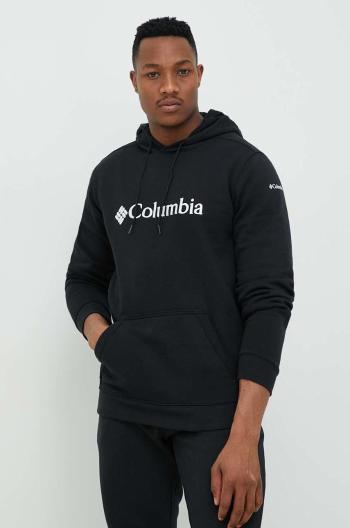 Mikina Columbia pánská, černá barva, s kapucí, s aplikací