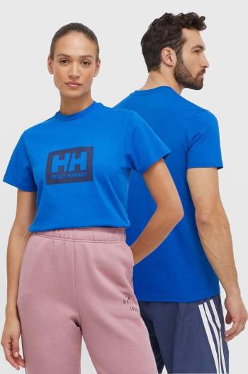 Bavlněné tričko Helly Hansen TOKYO modrá barva, s potiskem, 53285