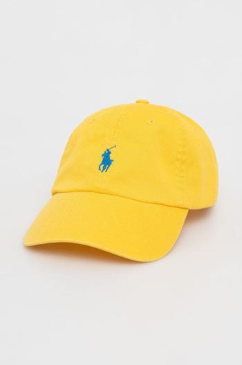 Bavlněná čepice Polo Ralph Lauren žlutá barva, s aplikací