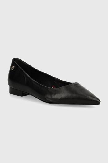 Kožené baleríny Tommy Hilfiger TH POINTY BALLERINA černá barva, FW0FW08291