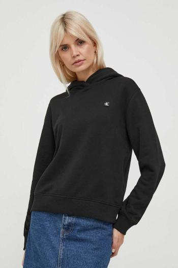 Mikina Calvin Klein Jeans dámská, černá barva, s kapucí, s aplikací, J20J223227