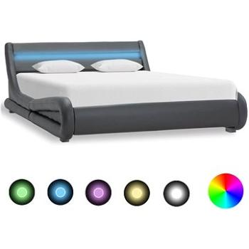 Rám postele s LED světlem šedý umělá kůže 160x200 cm (285742)