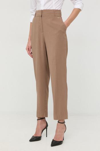 Kalhoty Marciano Guess dámské, hnědá barva, jednoduché, high waist