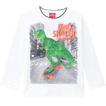 Chlapecké tričko s dlouhými rukávy KYLY DINO SKATER bílé Velikost: 116