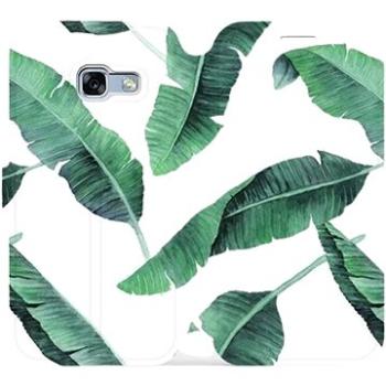 Flipové pouzdro na mobil Samsung Galaxy A3 2017 - MG06P Zelené listy na bílém pozadí (5903226337477)
