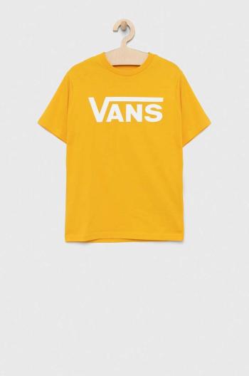 Dětské bavlněné tričko Vans BY VANS CLASSIC BOYS OLD GOLD/WHITE oranžová barva, s potiskem