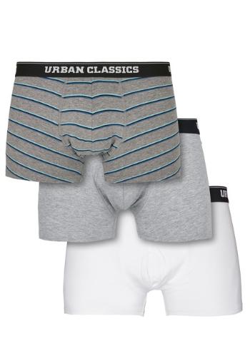 Urban Classics Boxer Shorts 3-Pack wide stripe aop + grey + white - XL