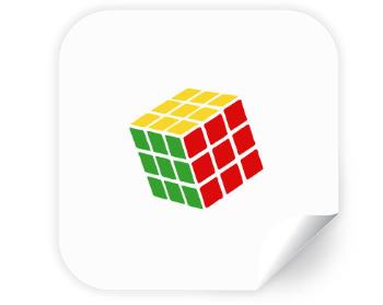 Samolepky čtverec - 5 kusů Rubikova kostka