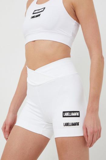 Tréninkové šortky LaBellaMafia Go On dámské, bílá barva, hladké, high waist