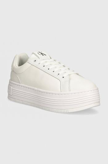 Kožené sneakers boty Calvin Klein Jeans BOLD PLATF LOW OH MG LTH bílá barva, YW0YW01589