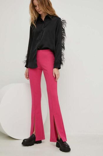Kalhoty Answear Lab dámské, růžová barva, zvony, high waist