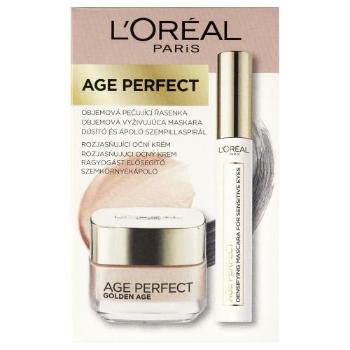L'Oréal Paris Age Perfect Golden Age dárková kazeta oční krém Age Perfect Golden Age 15 ml + řasenka Age Perfect Densifying 7,4 ml Black