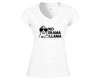 Dámské tričko V-výstřih No drama llama