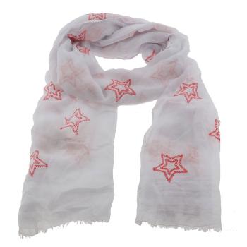 Bílý šátek s hvězdičkami  - 70*180 cm MLSJ0089