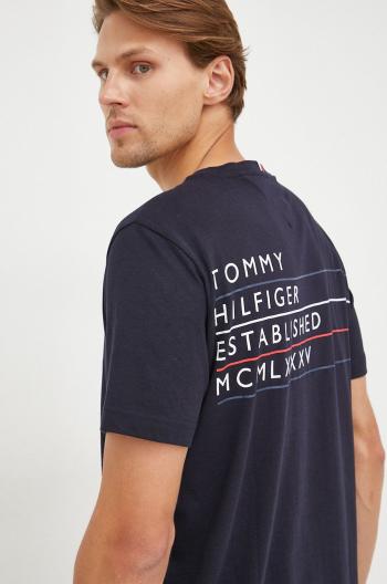 Bavlněné tričko Tommy Hilfiger tmavomodrá barva, s potiskem