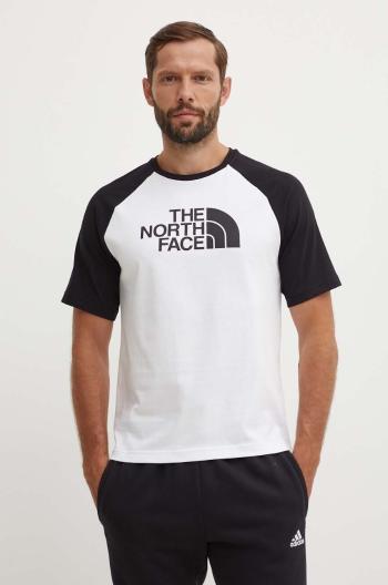 Bavlněné tričko The North Face M S/S Raglan Easy Tee bílá barva, s potiskem, NF0A87N7FN41