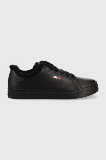 Kožené sneakers boty Tommy Jeans Tommy Jeans Warmlined Sneaker černá barva