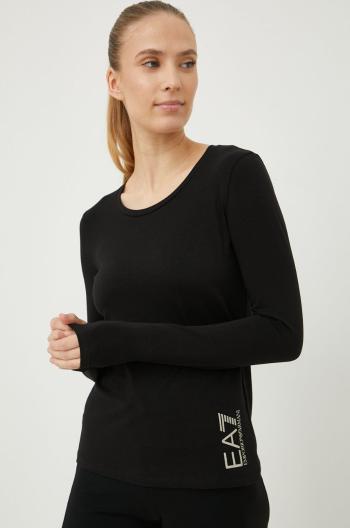 Tričko s dlouhým rukávem EA7 Emporio Armani černá barva