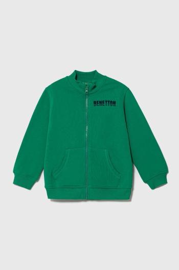 Dětská bavlněná mikina United Colors of Benetton zelená barva, s potiskem